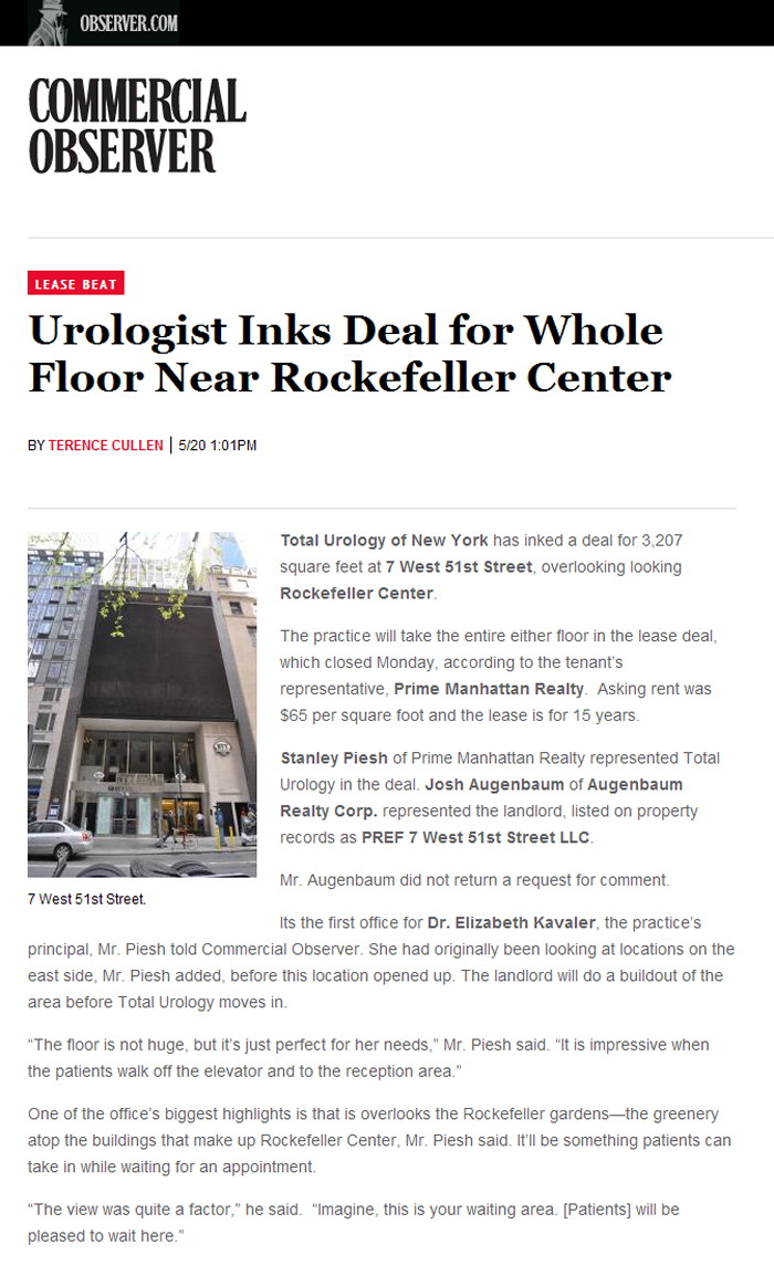 the-commercial-observer-urologist-inks-deal-for-whole-floor-near-rockefeller-center
